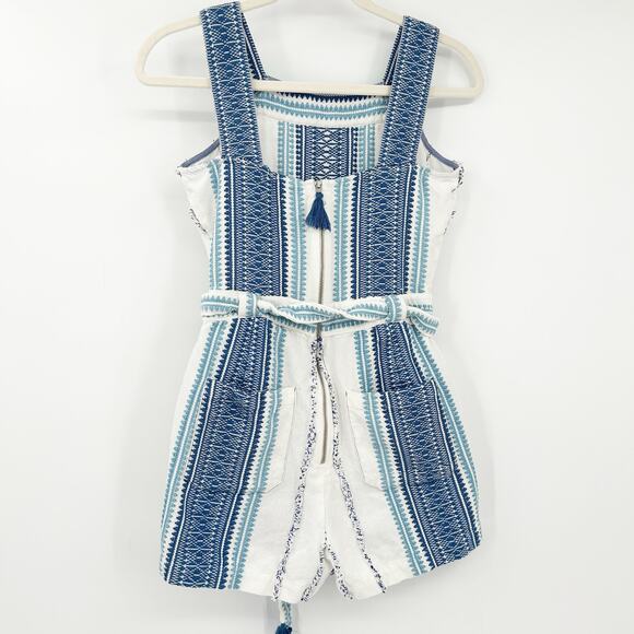 Saylor Boho Coastal Mazzy Tassel Woven Embroidered Sleeveless Romper Size S - Picture 13 of 13